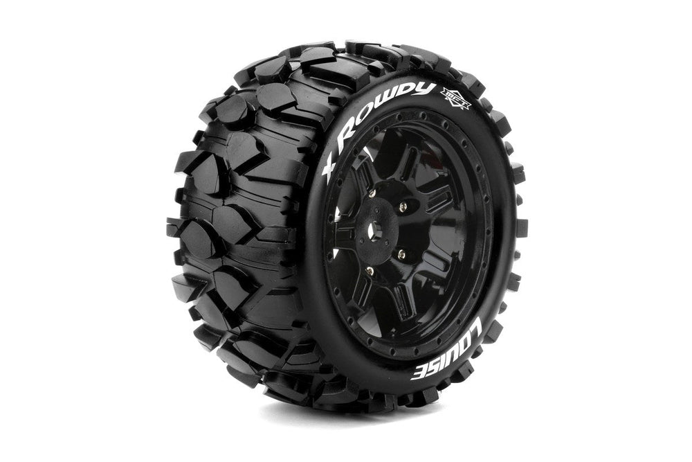 Louise R/C MFT X-Rowdy Sport Monster Truck Belted Tires, 24mm Hex, Mounted (2) Kraton 8S LT3351BM (ONLINE ORDER ONLY)