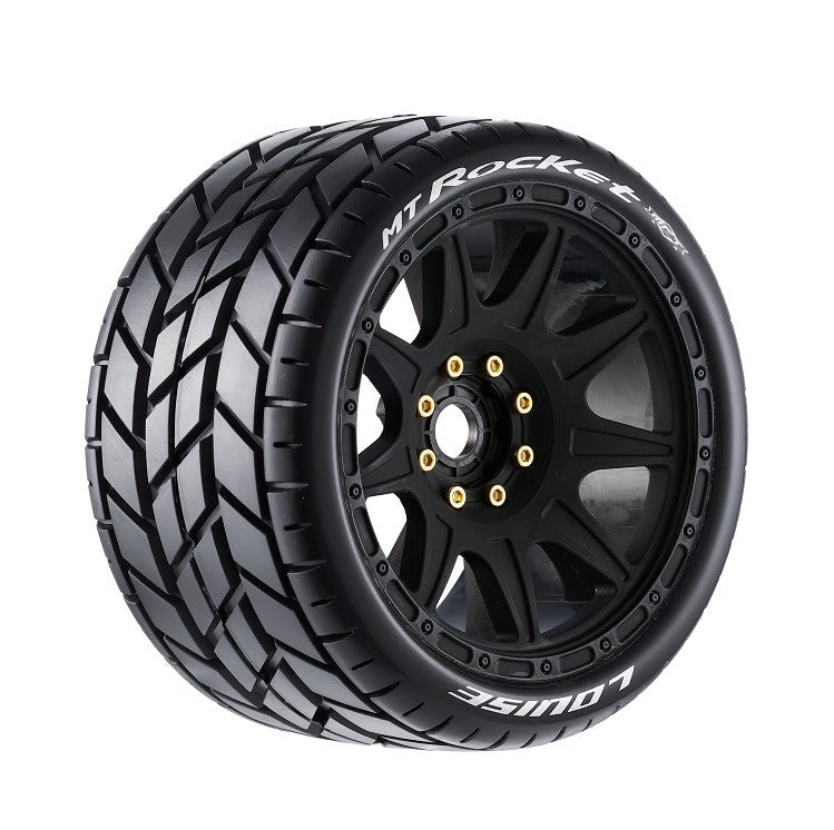 Louise R/C MT-Rocket Speed 1/8 Monster Truck Belted Tires Mounted Low Profile 17mm Hex 0" & 1/2" Offset (2) LT3353SB (ONLINE ORDER ONLY)