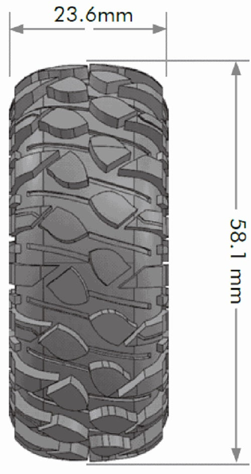 Louise R/C CR-Rowdy 1/18, 1/24 1.0" Crawler Tires, 7mm Hex, Super (2) LT3368VB (ONLINE ORDER ONLY)