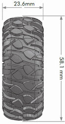 Louise R/C CR-Rowdy 1/18, 1/24 1.0" Crawler Tires, 7mm Hex, Super (2) LT3368VB (ONLINE ORDER ONLY)