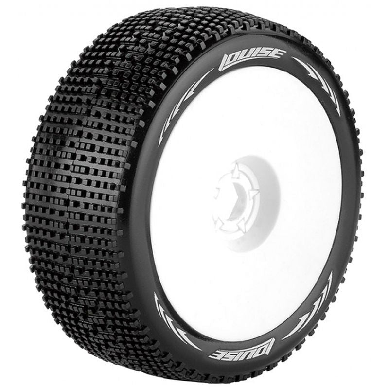 Louise R/C B-Groove 1/8 Soft Front/Rear, 17mm Hex, Mounted on White Rim LT370SW (ONLINE ORDER ONLY)