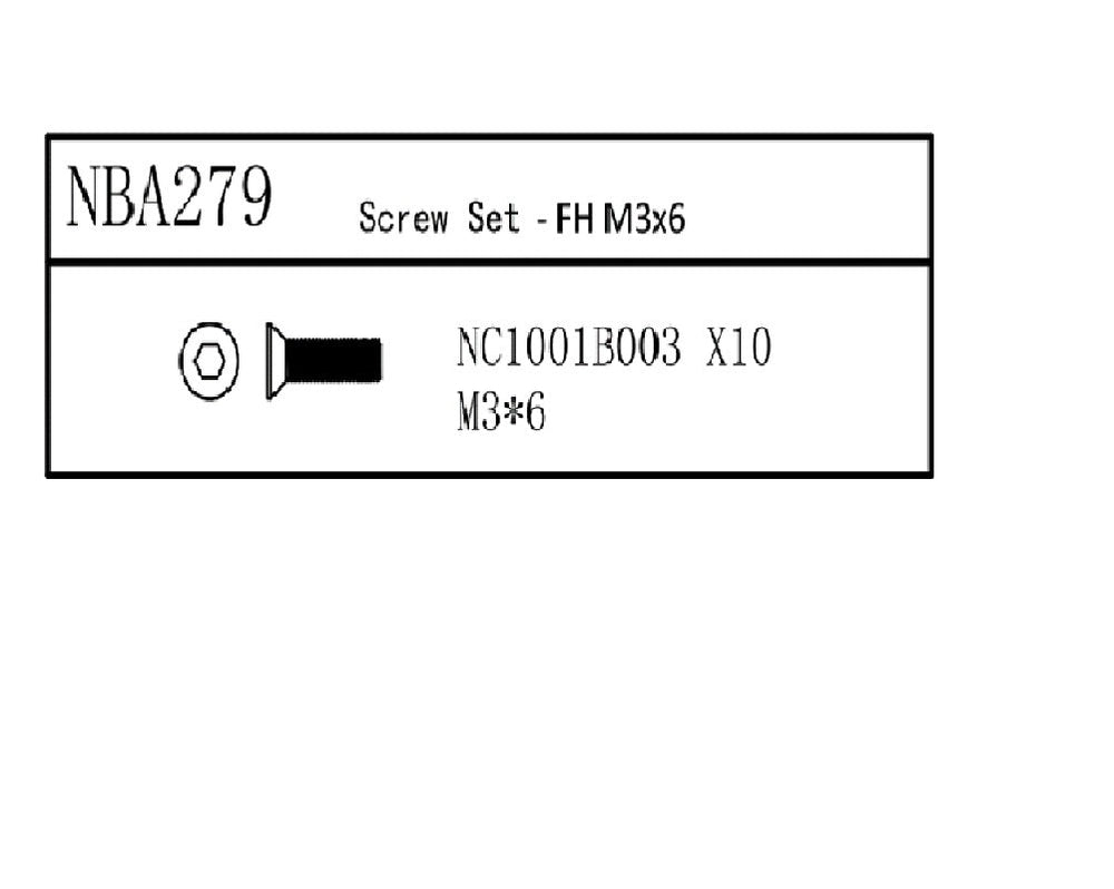 Louise R/C Screw Set - FH M3x6, for LDX Drift, LRX Rally, LTX Touring, NBA279 (ONLINE ORDER ONLY)
