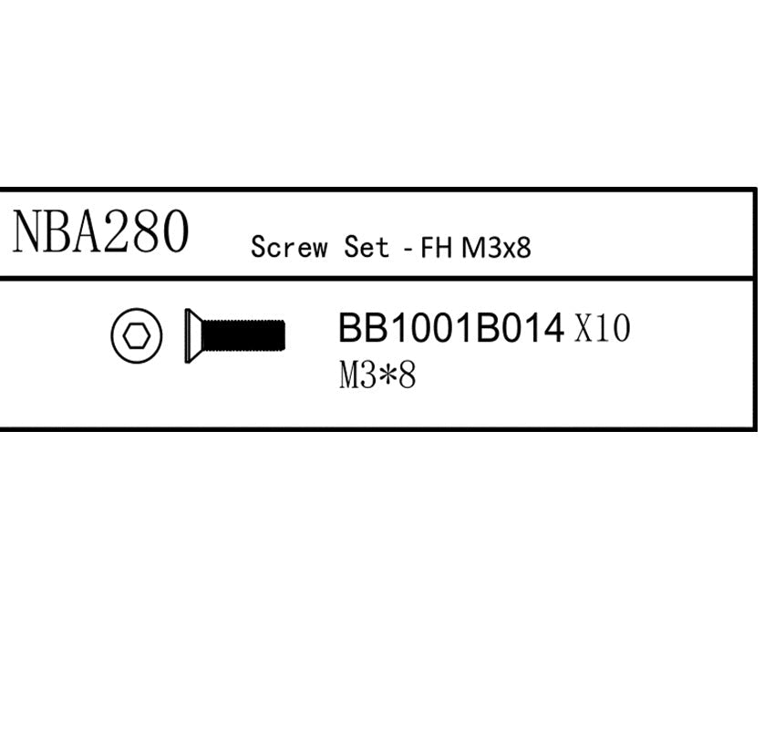Louise R/C Screw Set - FH M3x8, for LDX Drift, LRX Rally, LTX Touring, NBA280 (ONLINE ORDER ONLY)