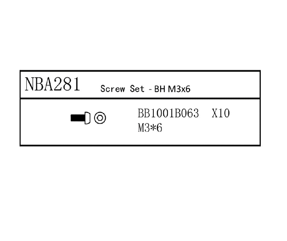 Louise R/C Screw Set - BH M3x6, for LDX Rally, LRX Rally, LTX Touring, NBA281 (ONLINE ORDER ONLY)