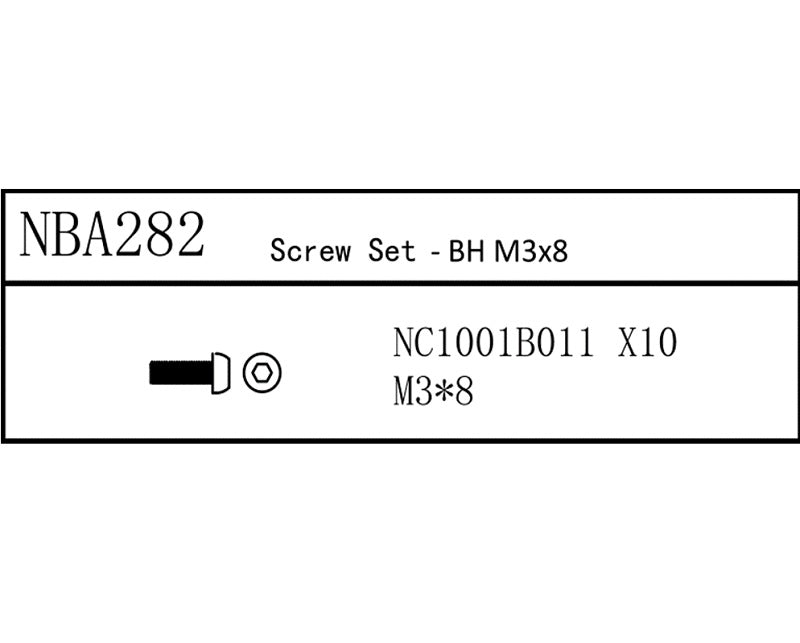 Louise R/C Screw Set - BH M3x8, for LDX Drift, LRX Rally, LTX Touring, NBA282 (ONLINE ORDER ONLY)