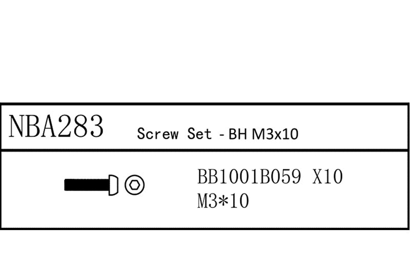 Louise R/C Screw Set - BH M3x10, for LDX Drift, LRX Rally, LTX Touring, NBA283 (ONLINE ORDER ONLY)