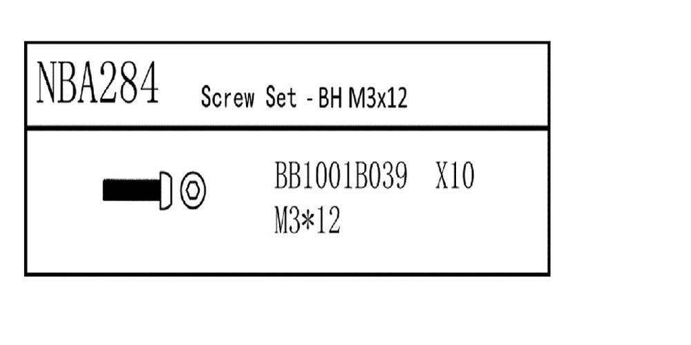 Louise R/C Screw Set - BH M3x12, for LDX Drift, LRX Rally, LTX Touring, NBA284 (ONLINE ORDER ONLY)