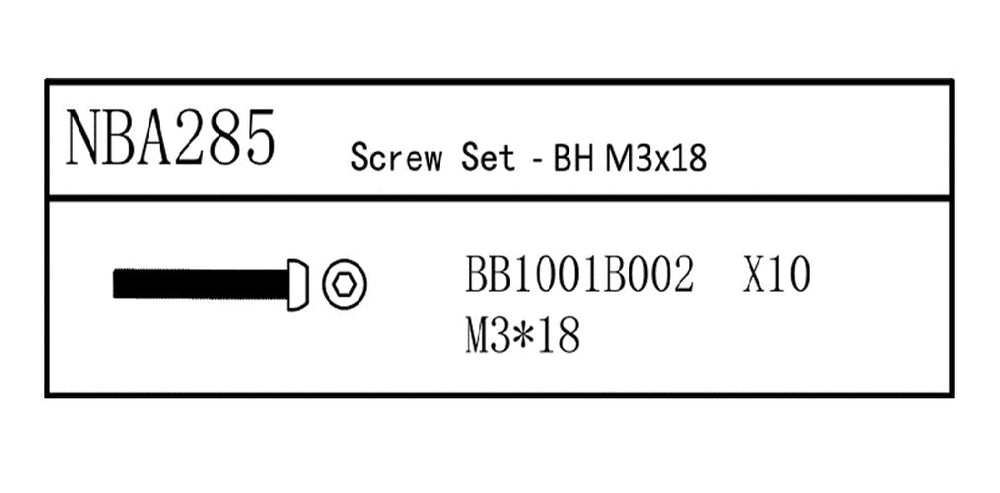 Louise R/C Screw Set - BH M3x18, for LDX Drift, LRX Rally, LTX Touring, NBA285 (ONLINE ORDER ONLY)