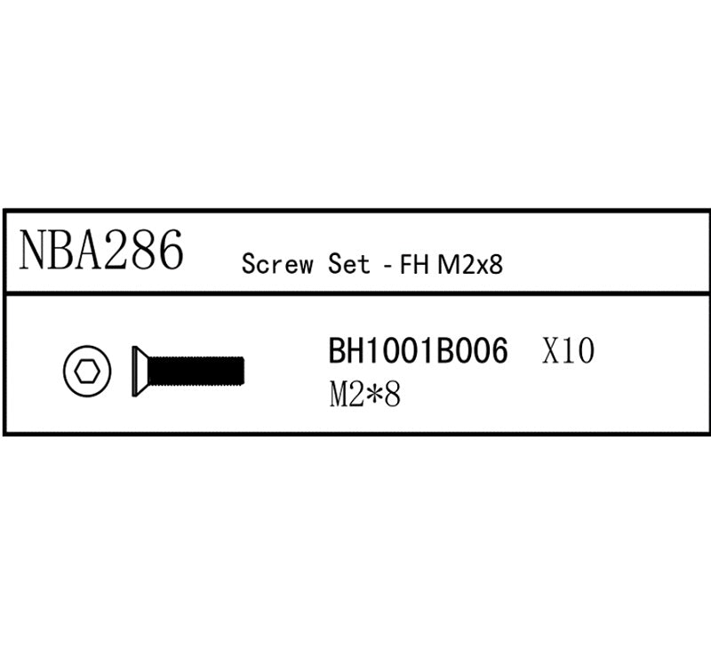 Louise R/C Screw Set - FH M2x8, for LDX Drift, LRX Rally, LTX Touring, NBA286 (ONLINE ORDER ONLY)