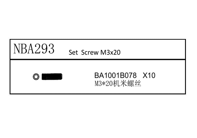 Louise R/C Set Screw M3x20, for LDX Drift LRX Rally, LTX Touring, LMX NBA293 (ONLINE ORDER ONLY)
