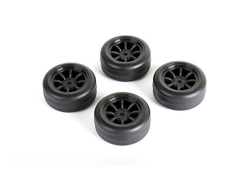 Louise R/C Drift Tires + Wheels 8 Spoke Black +1mm (4pcs), Fits LMX NBA328 (ONLINE ORDER ONLY)