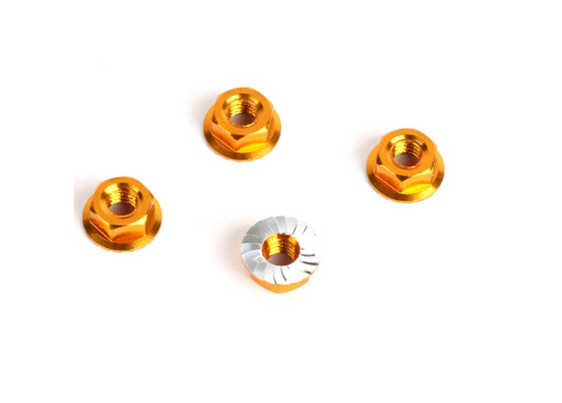 Louise R/C M4 Flange Serrated Lock Nut (4pcs), Fits LDX Drift, LRX NBA353 (ONLINE ORDER ONLY)