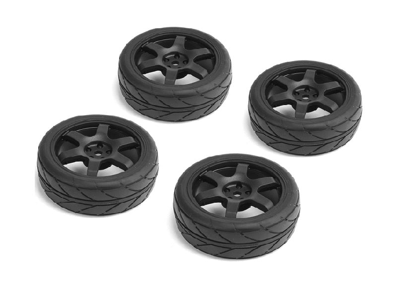 Louise R/C 1/10 Road Tires 6 Spoke Wheel, Black / ET-0mm (4pcs), NHA487 (ONLINE ORDER ONLY)