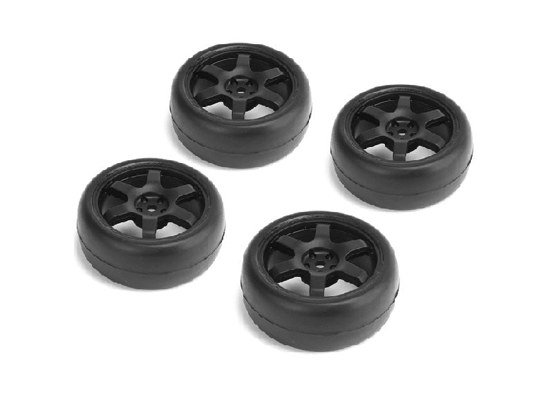 Louise R/C 1/10 Slick Tires 6 Spoke Wheel Black / ET-0mm (4pcs), NHA489 (ONLINE ORDER ONLY)