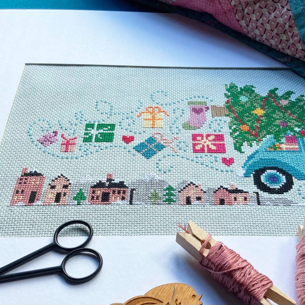 Driving Home for Christmas Cross Stitch Kit – Love Poppet Winter Stitch-Along (ONLINE ORDER ONLY)