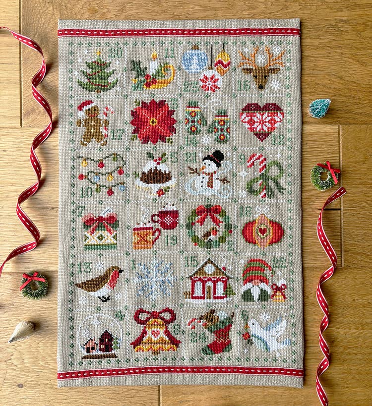 Feeling Festive Advent Printed Cross Stitch Pattern – Love Poppet Christmas Design (ONLINE ORDER ONLY)