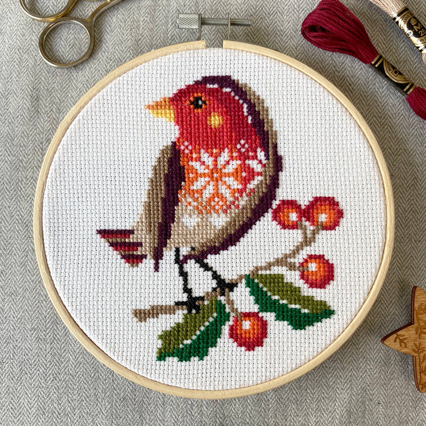 Love Poppet - Rockin Robin - Cross Stitch Kit (ONLINE ORDER ONLY)