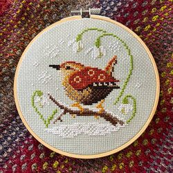 Love Poppet - Wren & Snowdrops - Cross Stitch Kit (ONLINE ORDER ONLY)