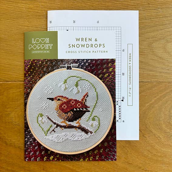 Love Poppet - Wren & Snowdrops - Cross Stitch Kit (ONLINE ORDER ONLY)