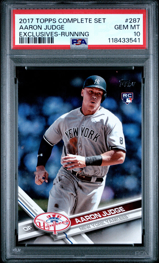 Graded 2017 Topps Complete Set Aaron Judge #287 Exclusives Running Rookie RC Baseball Card PSA 10 Gem Mint (ONLINE ORDER ONLY)