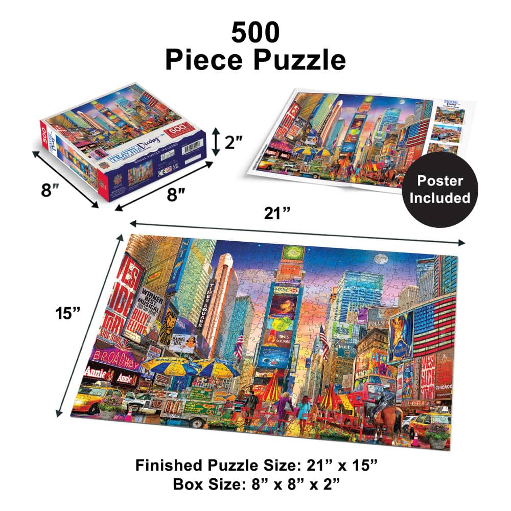Travel Diary - Broadway, Times Square 500 Piece Jigsaw Puzzle
