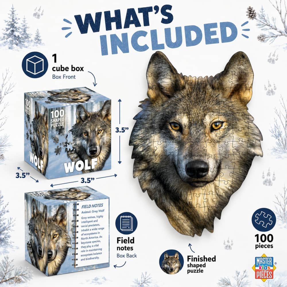 Wolf 100 Piece Shaped Jigsaw Puzzle