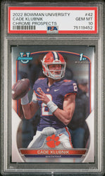 Graded 2022 Topps Bowman University Cade Klubnik #42 Chrome Prospects Rookie RC Football Card PSA 10 Gem Mint (ONLINE ORDER ONLY)