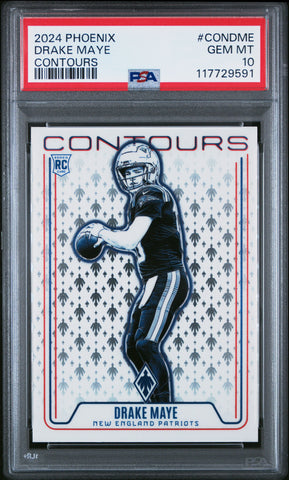 Graded 2024 Panini Phoenix Drake Maye #CONDME Contours Rookie RC Football Card PSA 10 Gem Mint (ONLINE ORDER ONLY)