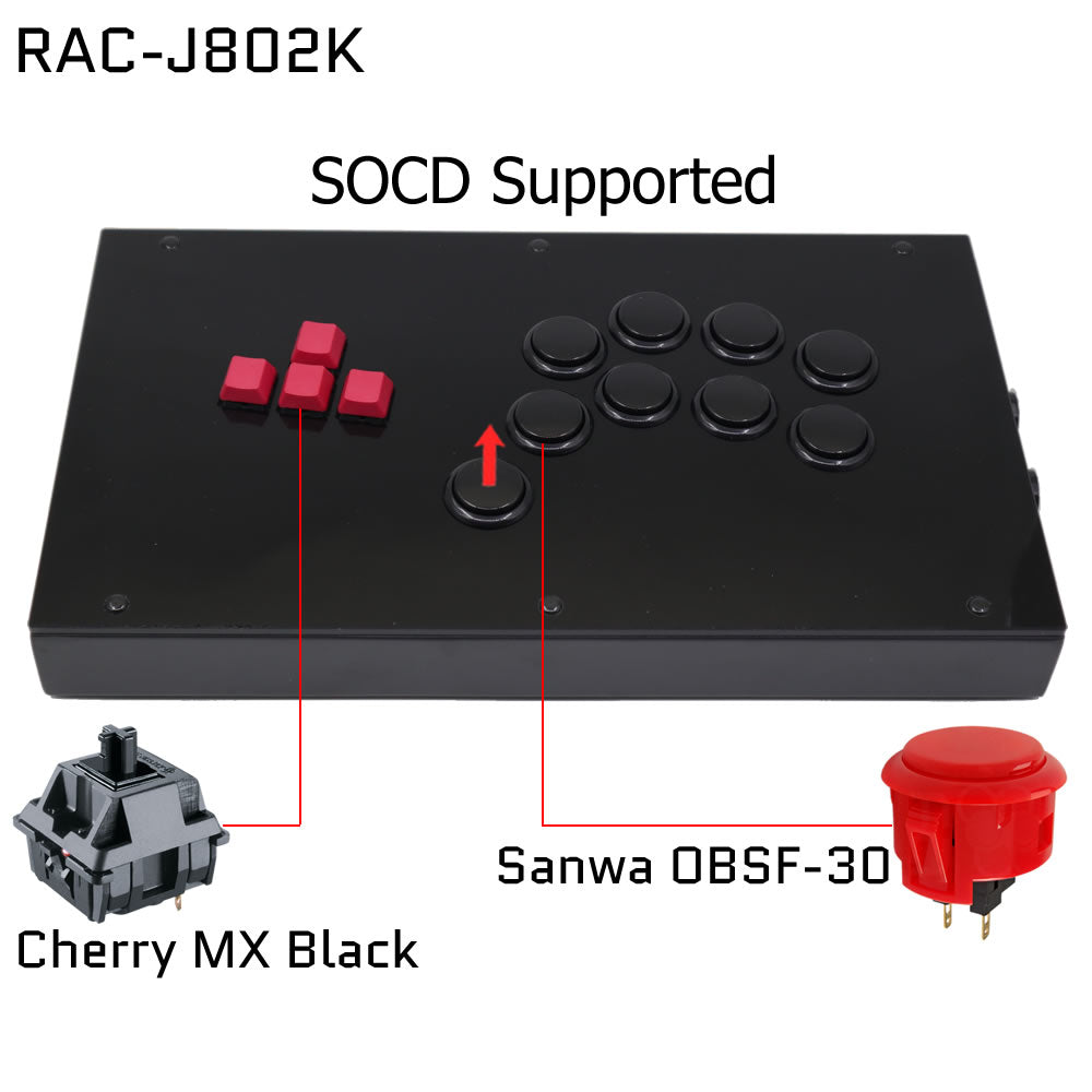RAC-J802K Keyboard Button Leverless Arcade Game Controller for PC/PS/XBOX/SWITCH (Online Only)