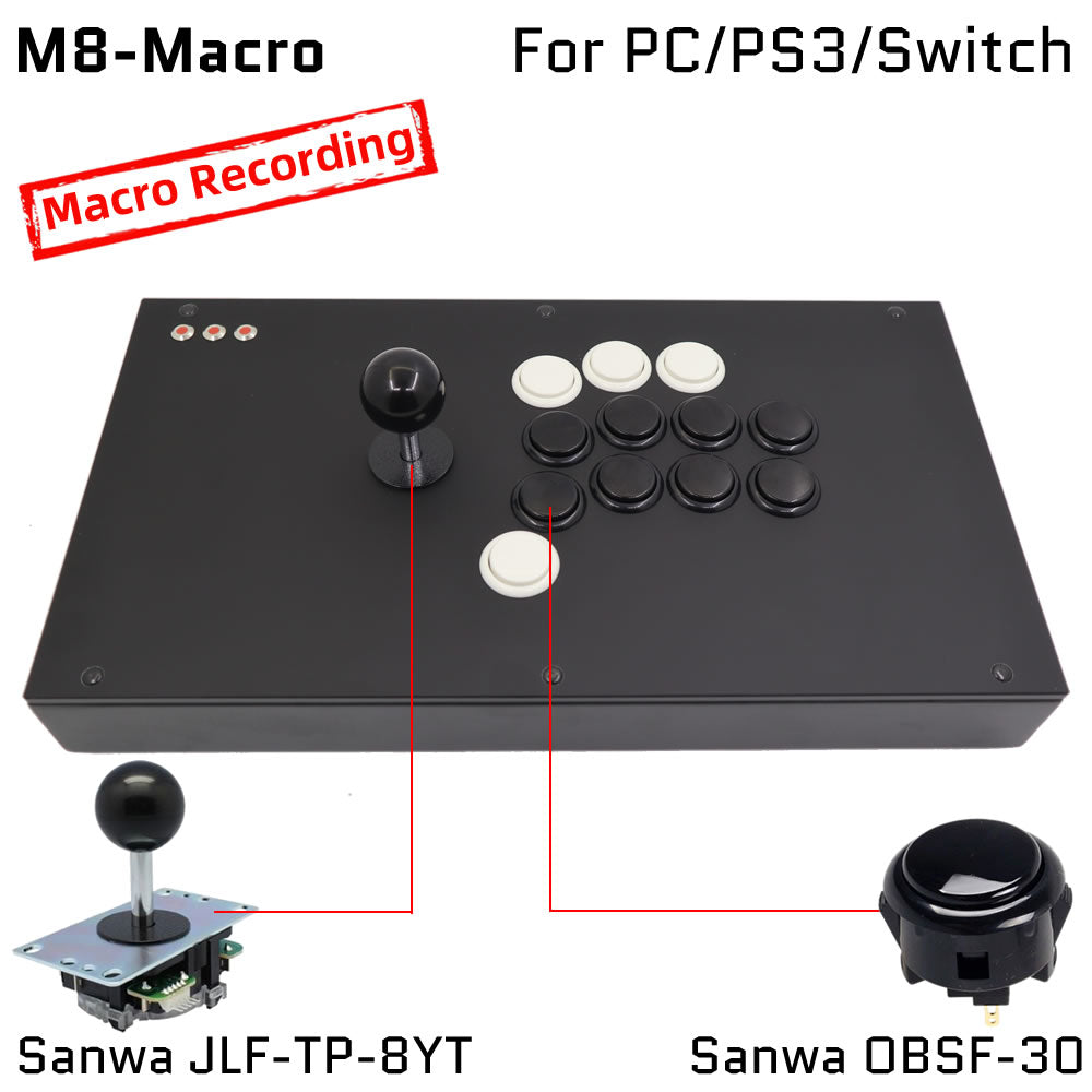 FightBox M8-Macro Arcade Game Controller For PC/PS3/SWITCH (Online Only)