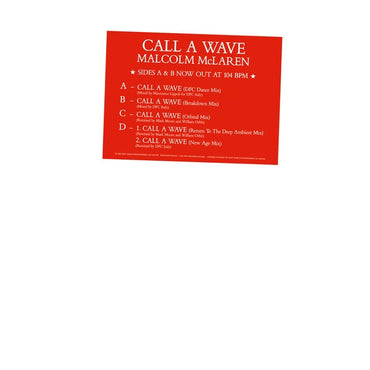 MALCOLM MCLAREN AND THE BOOTZILLA ORCHESTRA - Call A Wave Remixes [Vinyl]