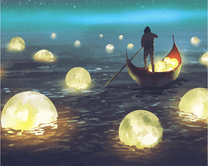 Man Rowing Among Glowing Moons (ONLINE ORDER ONLY)