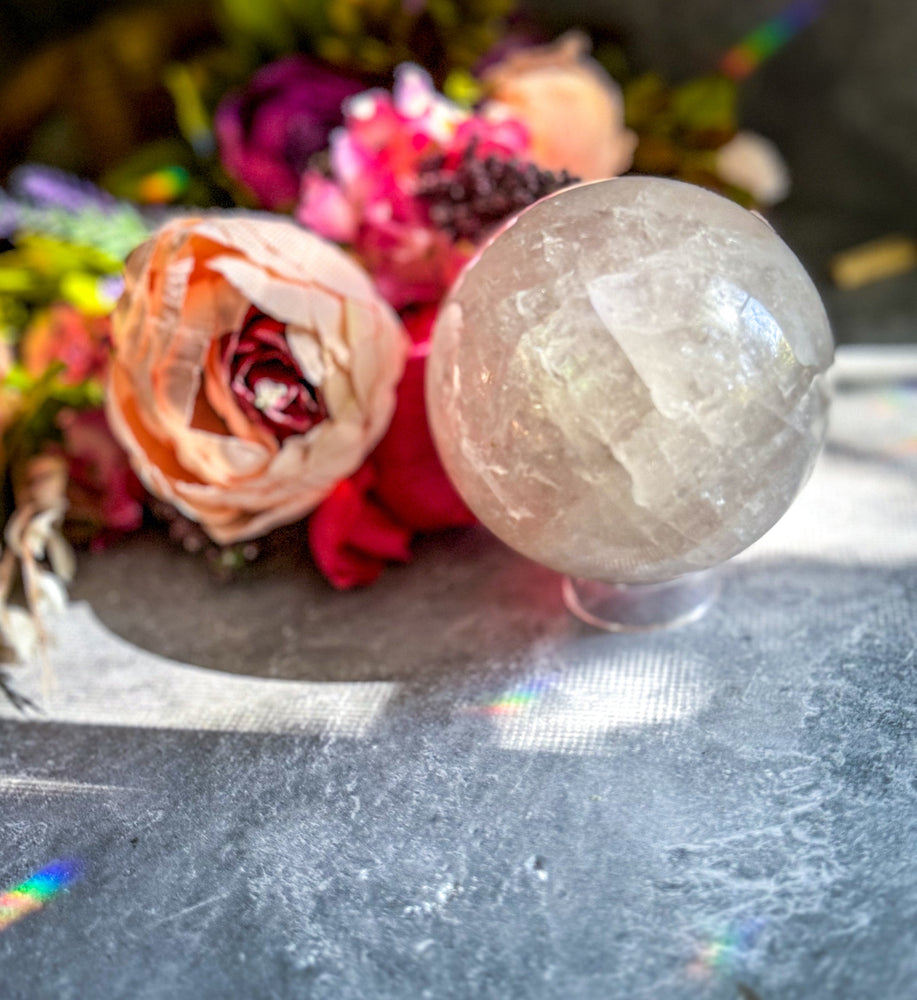 4" RAINBOW Quartz Crystal Sphere, Large Quartz Crystal Ball, Gazing Ball (ONLINE ORDER ONLY)