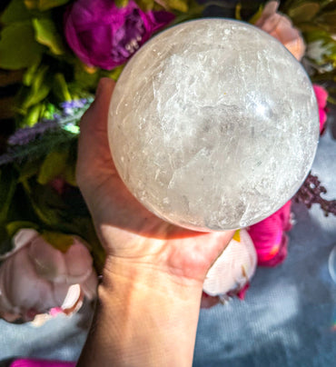 4" RAINBOW Quartz Crystal Sphere, Large Quartz Crystal Ball, Gazing Ball (ONLINE ORDER ONLY)