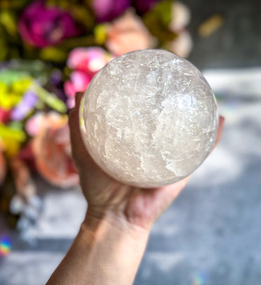 4" RAINBOW Quartz Crystal Sphere, Large Quartz Crystal Ball, Gazing Ball (ONLINE ORDER ONLY)