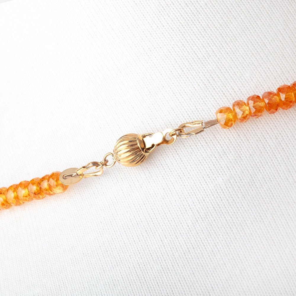 Mandarin Garnet Faceted Rondelle Necklace with a 14kt Gold Clasp AAA (ONLINE ORDER ONLY)