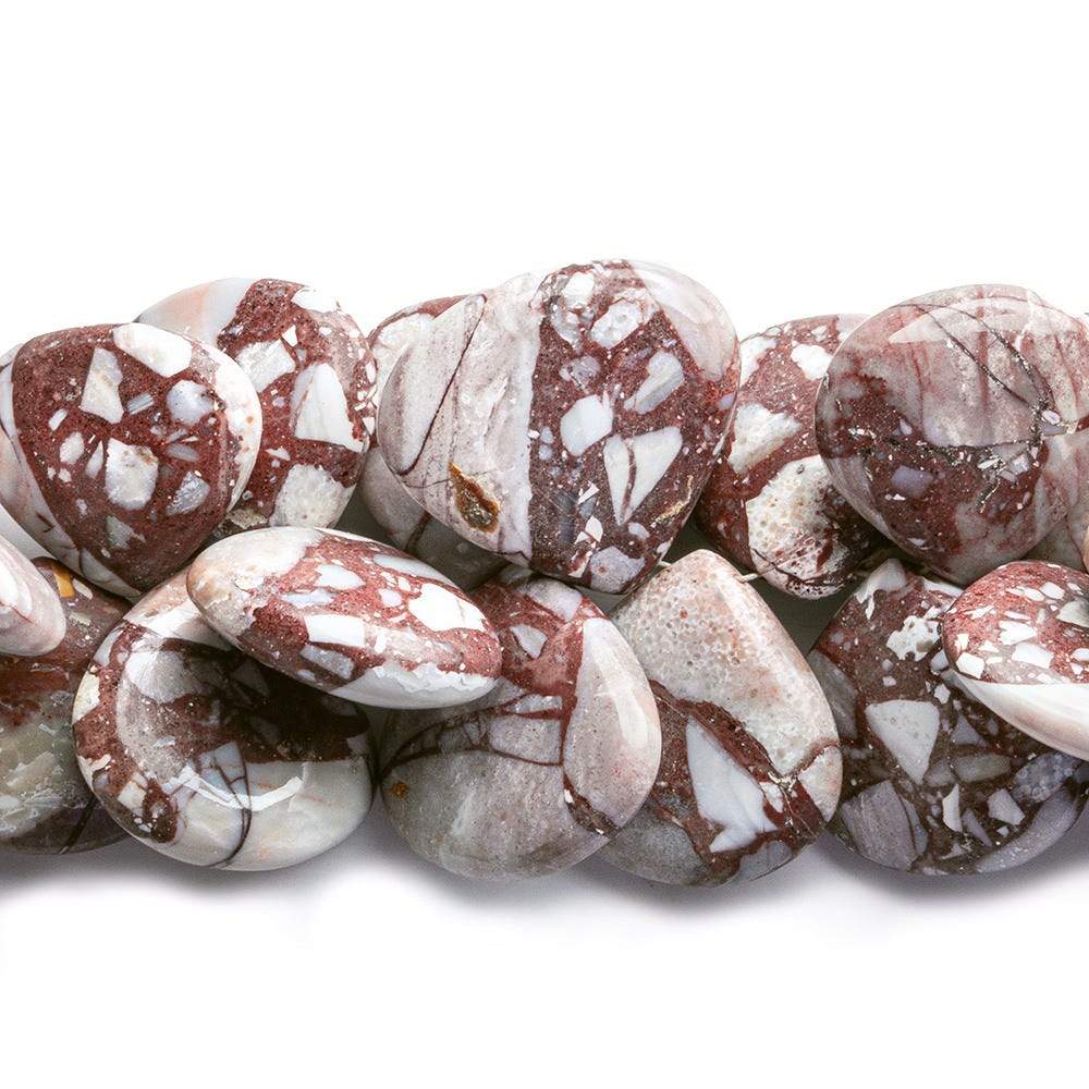 15-19mm Marbled Red Jasper Plain Heart Beads 8 inch 42 pieces (ONLINE ORDER ONLY)