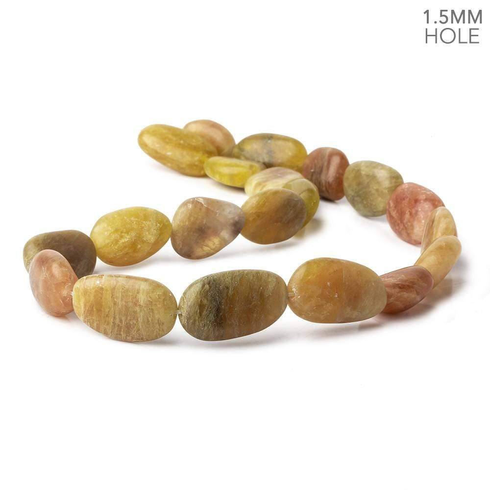 Matte Golden Tourmaline plain nuggets 16 inch 20 large hole beads 16x13-25x14mm (ONLINE ORDER ONLY)