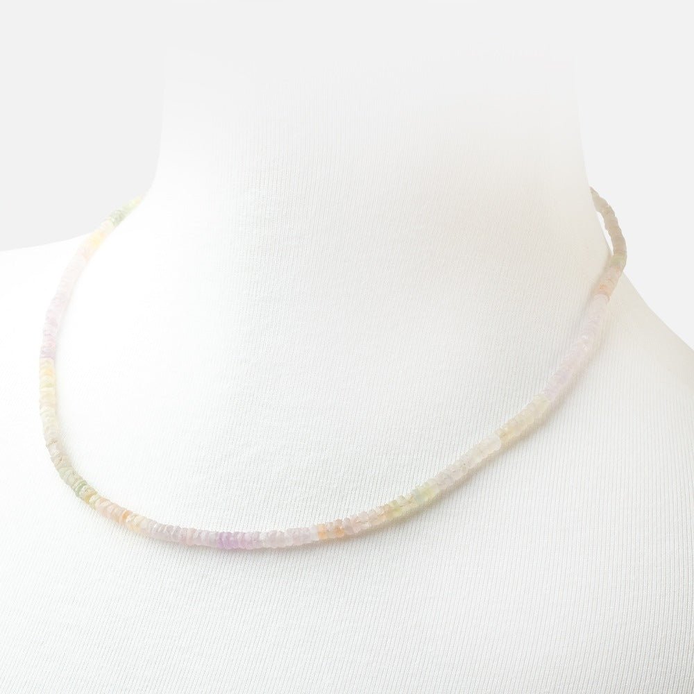 Matte Madagascar Sapphire Hand Cut Rondelle Necklace with a 14kt Gold Clasp (ONLINE ORDER ONLY)
