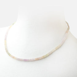 Matte Madagascar Sapphire Hand Cut Rondelle Necklace with a 14kt Gold Clasp (ONLINE ORDER ONLY)