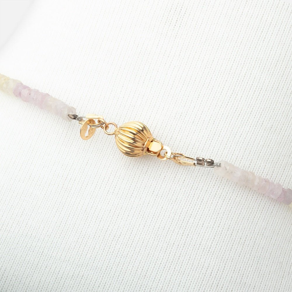 Matte Madagascar Sapphire Hand Cut Rondelle Necklace with a 14kt Gold Clasp (ONLINE ORDER ONLY)