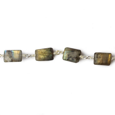 Matte Rectangle Labradorite Silver plated Chain by the foot (ONLINE ORDER ONLY)