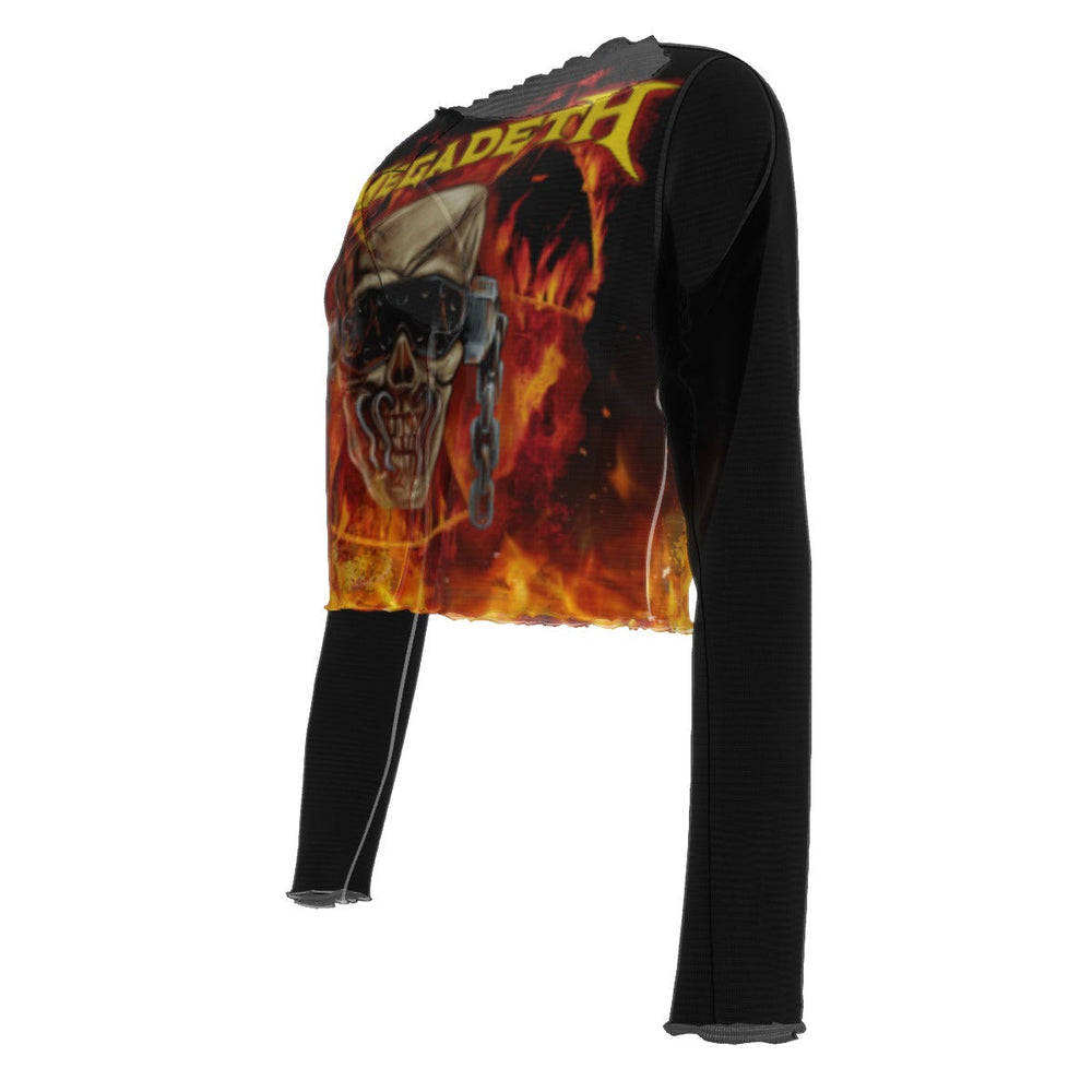 Megadeth Flaming Vic Women's Mesh Top [Apparel] (ONLINE ORDER ONLY)
