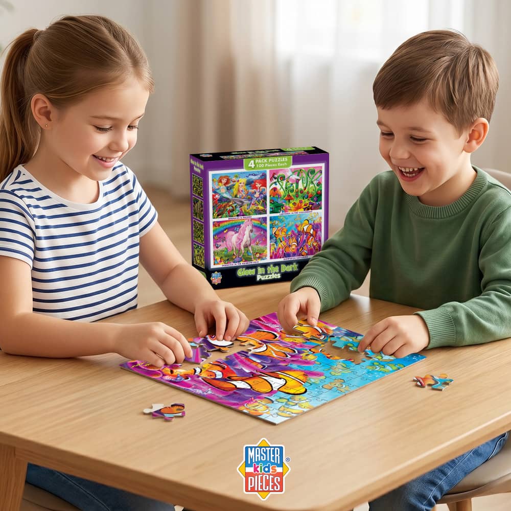 Glow in the Dark 100 Piece Jigsaw Puzzles - 4-Pack V1