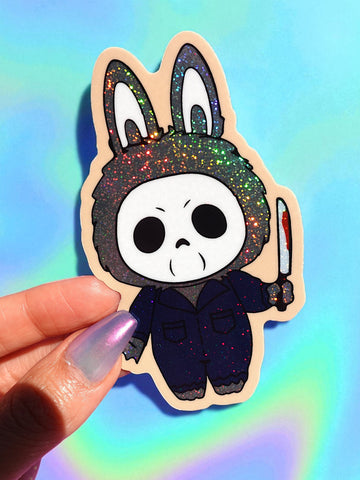 Michael Bunny Sticker – Cute Horror Glitter Monster Vinyl Sticker (ONLINE ORDER ONLY)