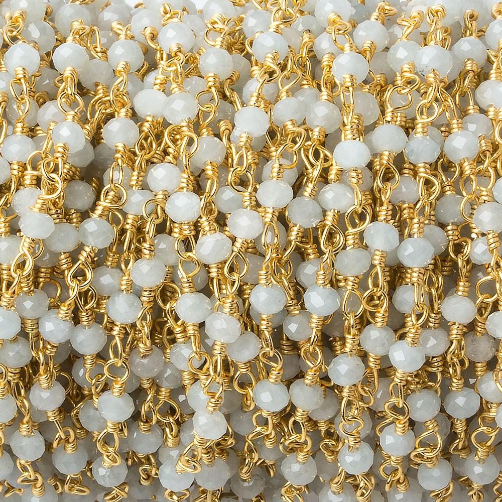 3mm Milky Aquamarine Gold plated Chain by the foot 40 beads (ONLINE ORDER ONLY)