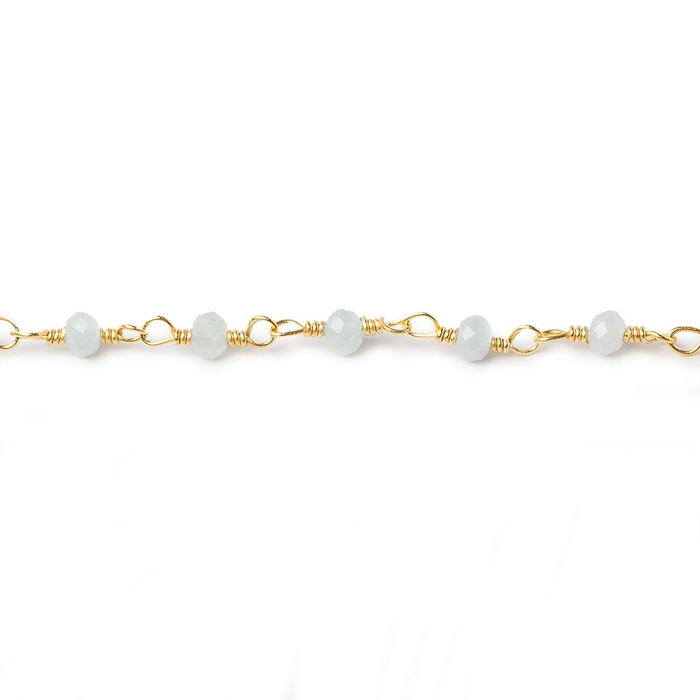 3mm Milky Aquamarine Gold plated Chain by the foot 40 beads (ONLINE ORDER ONLY)