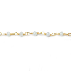 3mm Milky Aquamarine Gold plated Chain by the foot 40 beads (ONLINE ORDER ONLY)
