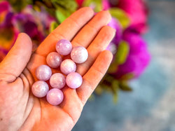 Mini Pink Kunzite Spheres, Crystals and Stones, Pink Kunzite Marble (ONLINE ORDER ONLY)
