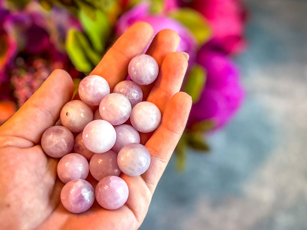 Mini Pink Kunzite Spheres, Crystals and Stones, Pink Kunzite Marble (ONLINE ORDER ONLY)